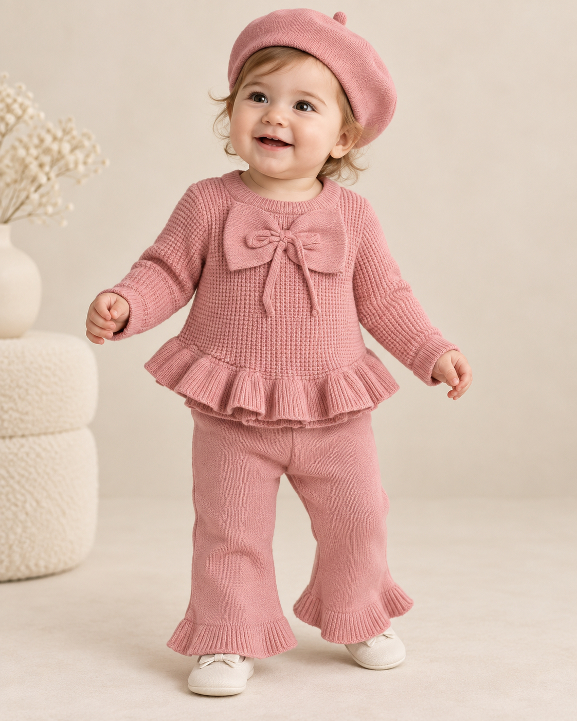 3 delig set roze